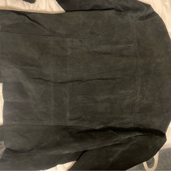 Black suede fitted blazer type dress jacket. Size medium. - Picture 2 of 5